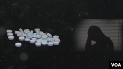 Una ilustración sobre pastillas de fentanilo.