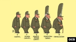 Primeros coroneles de Cuba - Caricatura de Alen Lauzán