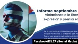 Portada del informe de septiembre del ICLEP sobre las violaciones a la libertad de expresión y prensa en Cuba. 