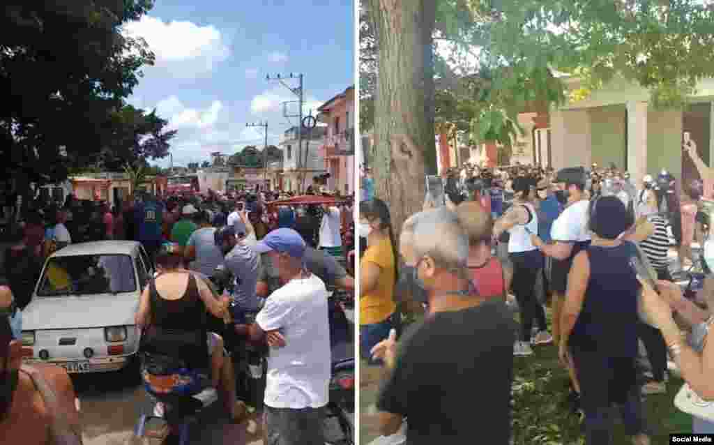 Multitudinaria protesta en San Antonio de los Baños, Cuba. 